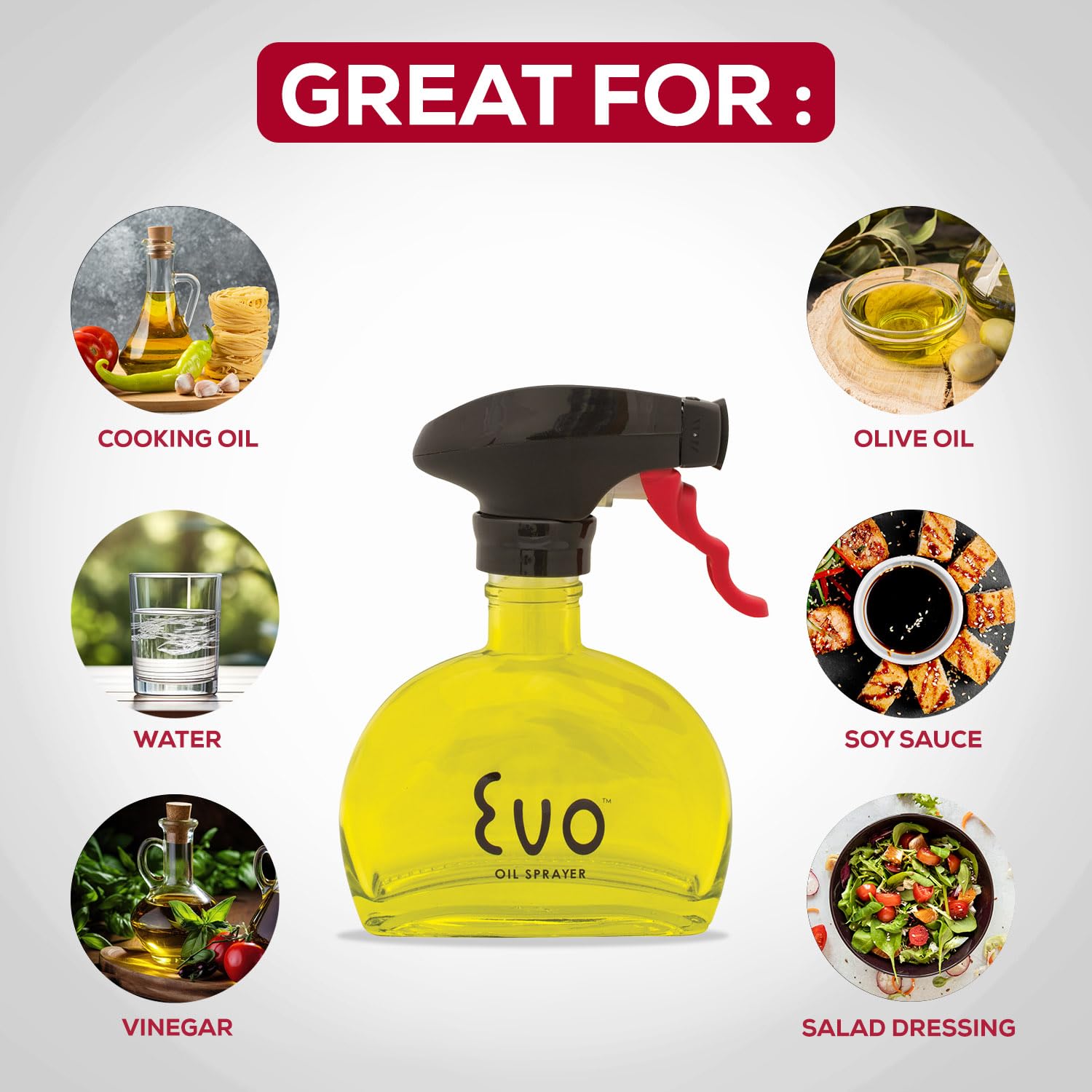 Evo Oil Sprayer, atomizador de vidrio para aceites, distribución uniforme al cocinar
