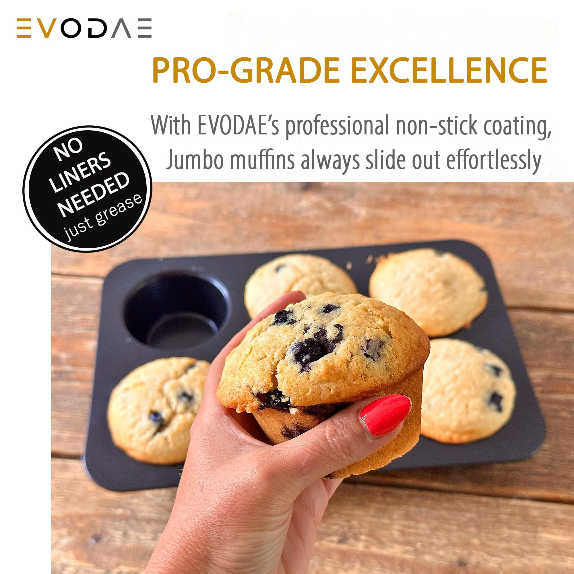 EVODAE Pan Jumbo con copas grandes para porciones abundantes.