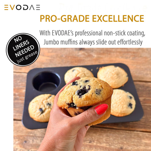 EVODAE Pan Jumbo con copas grandes para porciones abundantes.