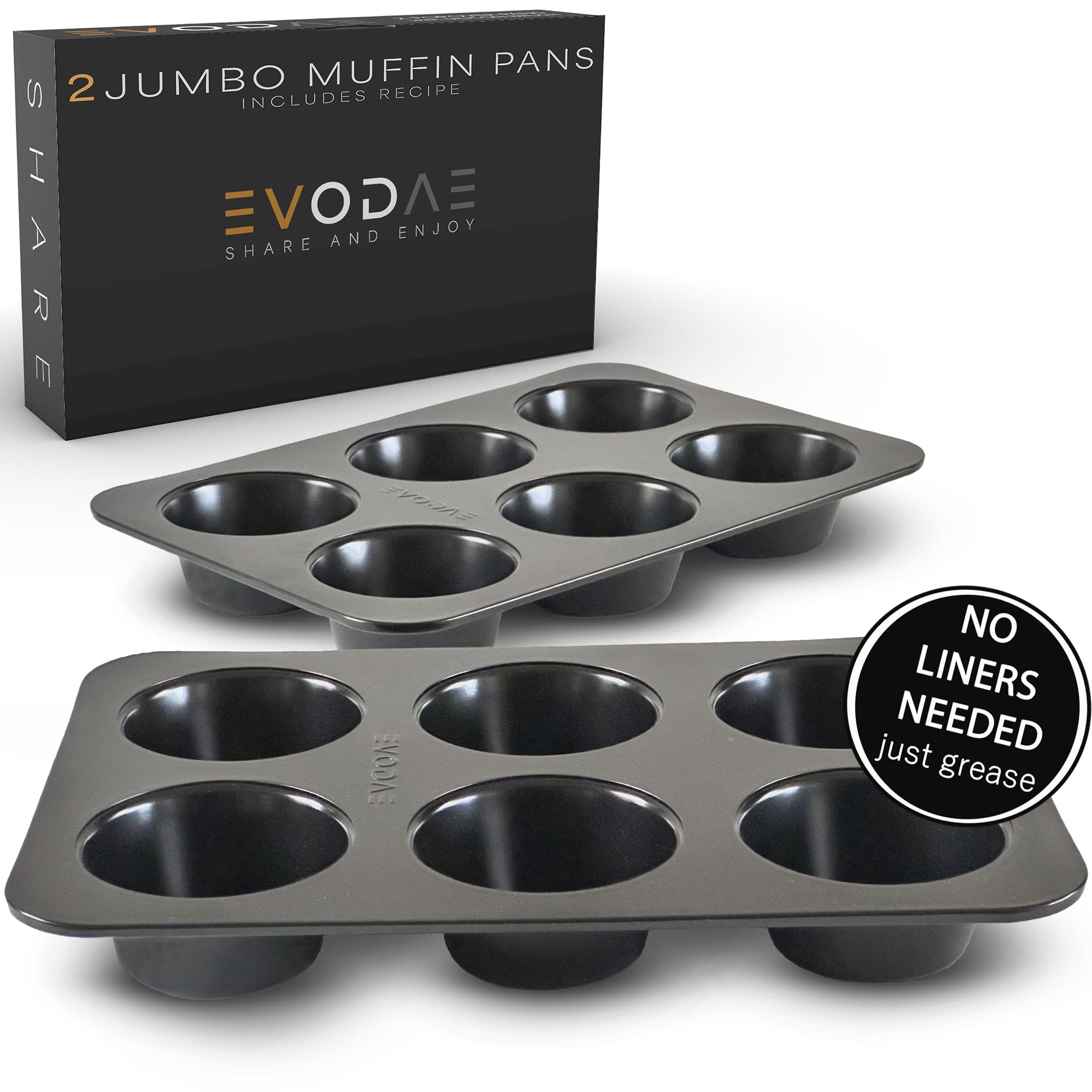 EVODAE Pan Jumbo para magdalenas en caja regalo, lista para hornear.