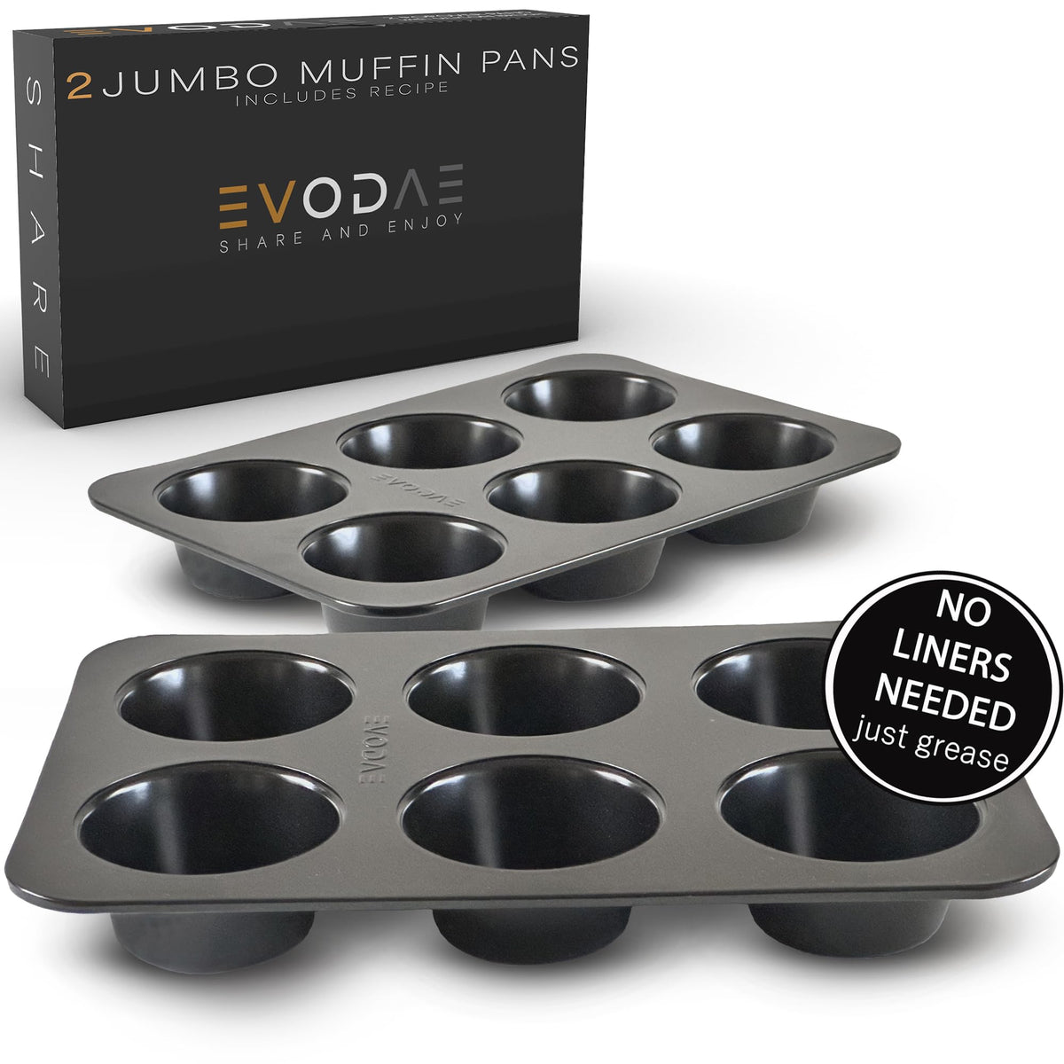 EVODAE Pan Jumbo para magdalenas en caja regalo, lista para hornear.