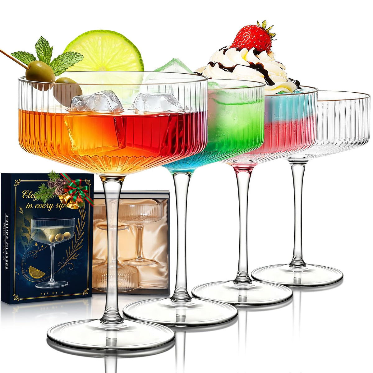 Copa Evoio Martini Coupe en empaque seguro, ideal para regalo