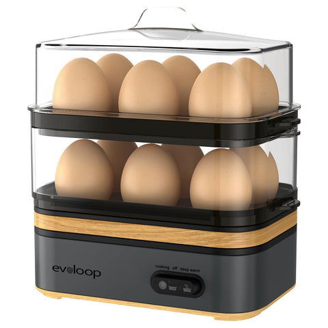 Evoloop cocedor rápido de huevos con capacidad 12, ideal para desayunos.