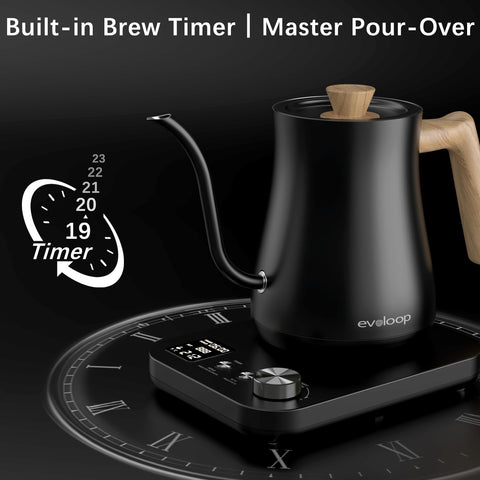 Evoloop control de temperatura ±1°F y 6 preajustes para bebidas aromáticas.