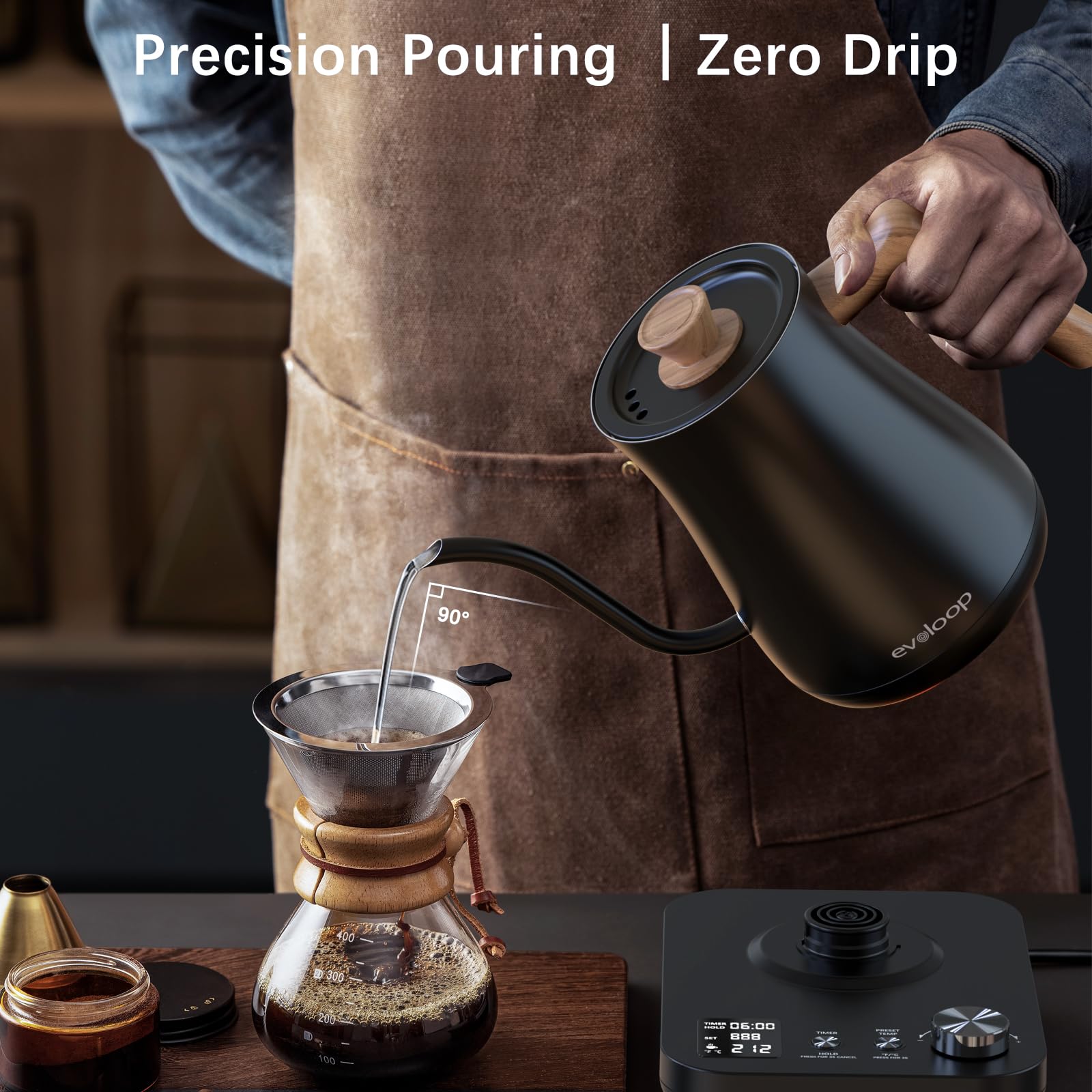 Evoloop hervidor interior de acero inoxidable para durabilidad y sabor limpio.