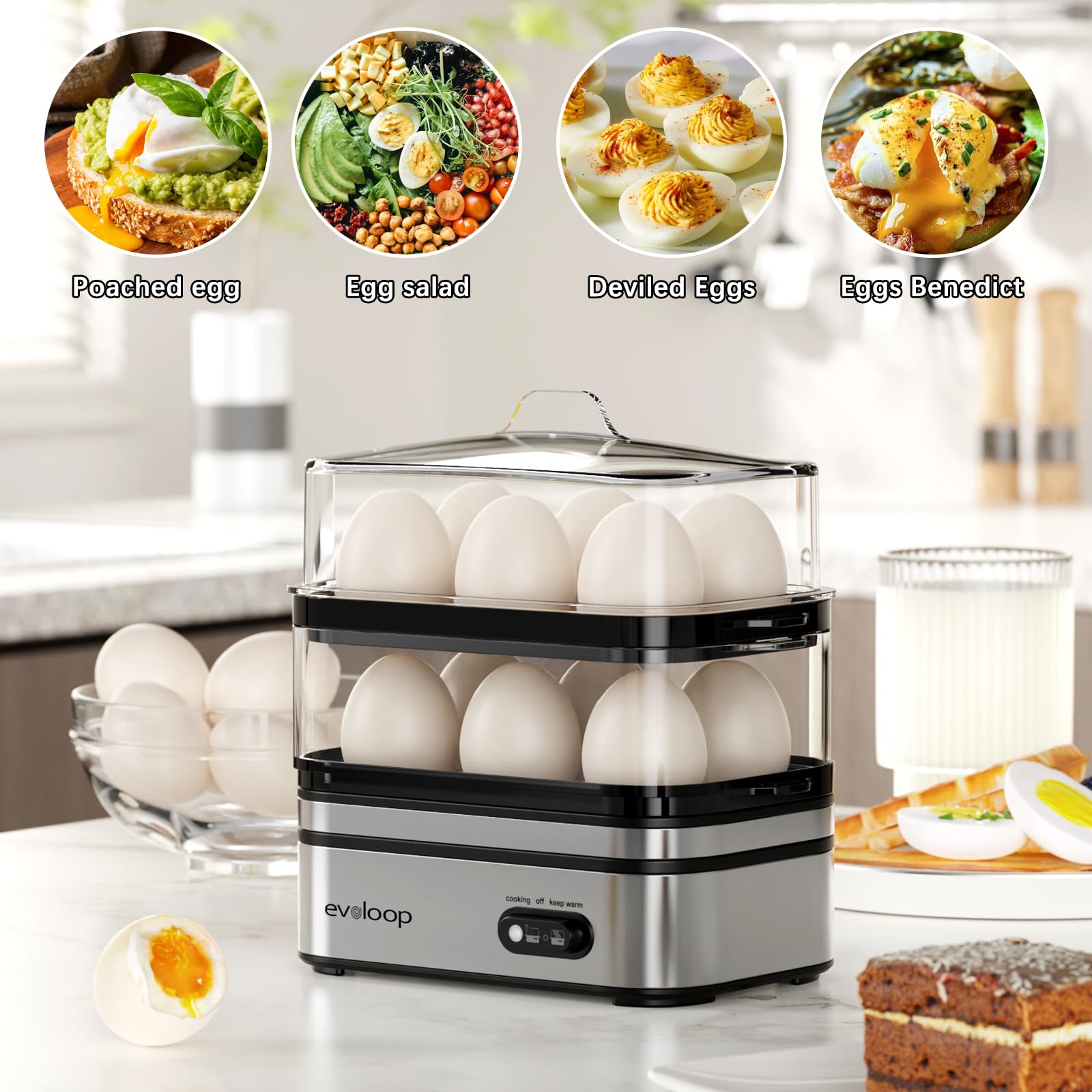 Accesorios incluidos: bandeja para pochar, bandeja para tortilla y soportes para servir.