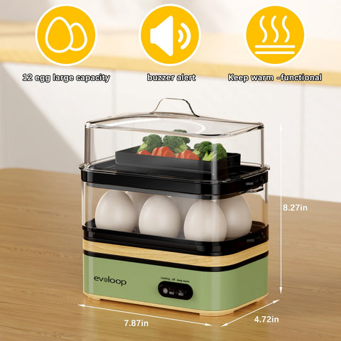 Evoloop cocedor rápido de huevos, incluye manual y 18 recetas para ideas rápidas