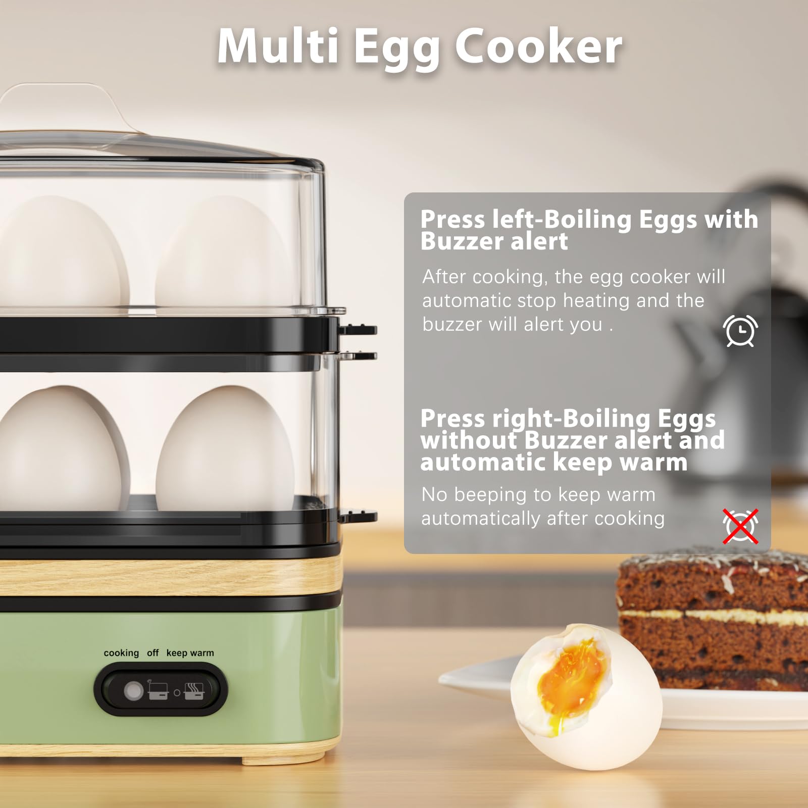 Evoloop cocedor rápido de huevos, doble capa, perfecta para preparar varias porciones