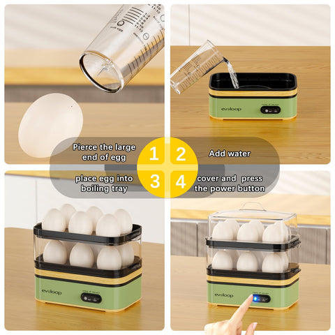 Evoloop cocedor rápido de huevos, bandejas para pochar y tortilla, mayor versatilidad