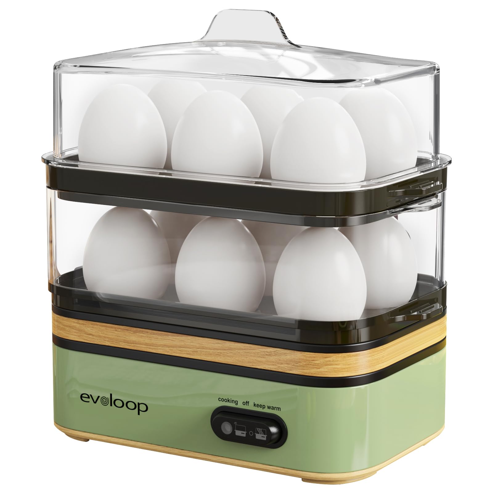 Evoloop cocedor rápido de huevos con tapa transparente, ideal para desayunos rápidos