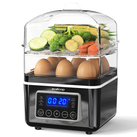 Evoloop vaporera de doble nivel 4 qt con cestas apilables para verduras