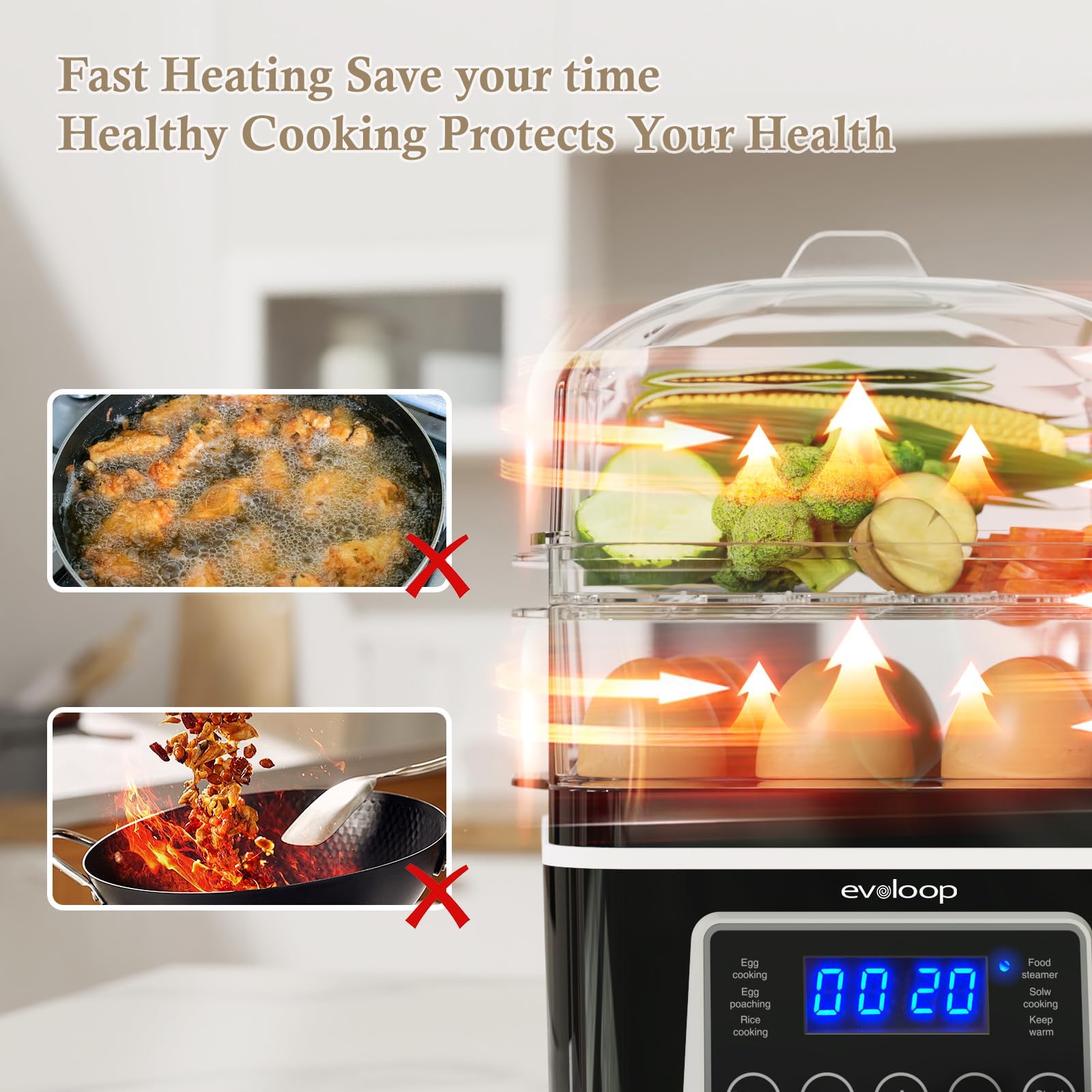 Evoloop ideal para arroz y verduras al vapor