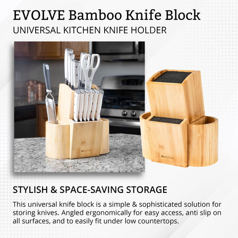 EVOLVE organizador de cuchillos de bambú para cocinas compactas.
