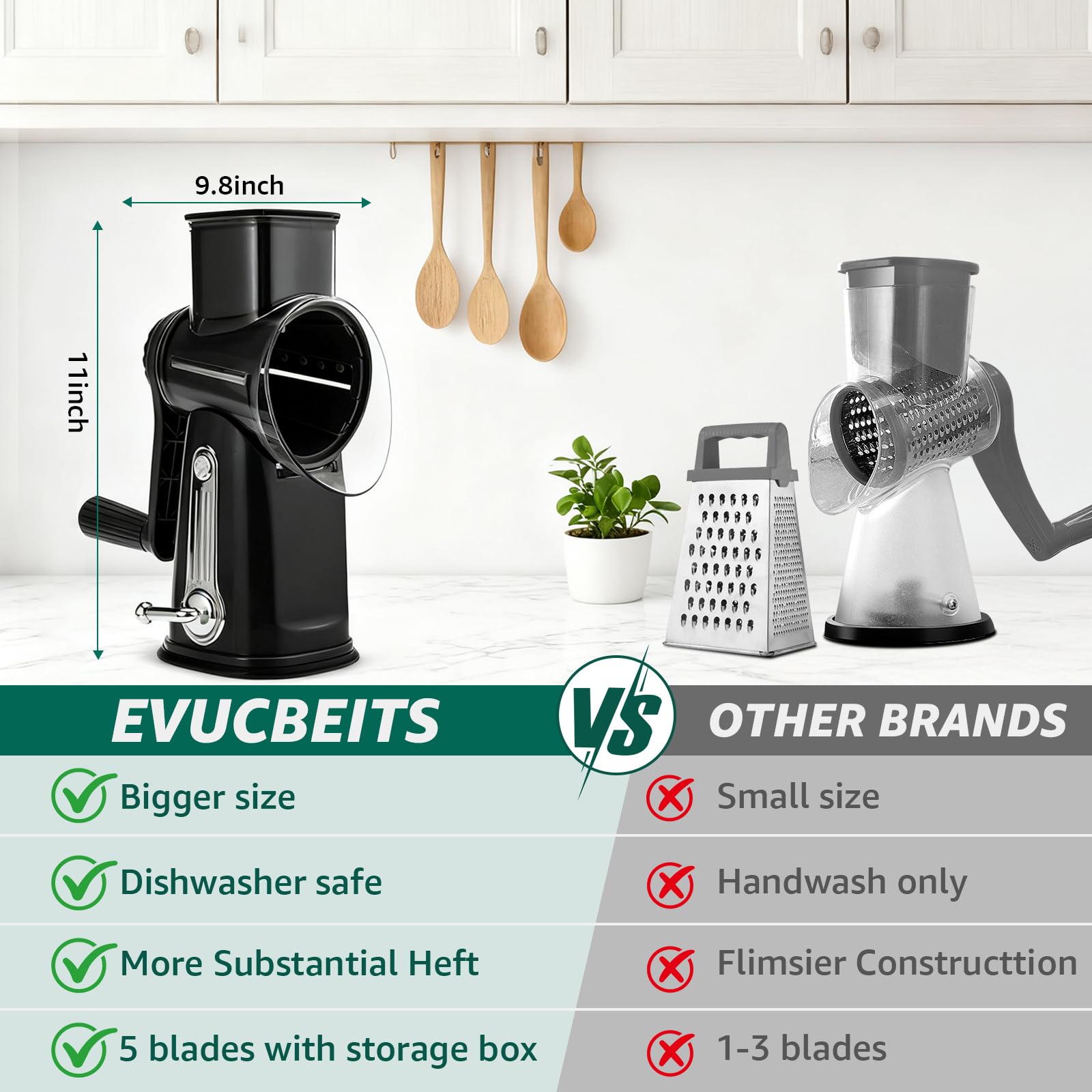 EVUCBEITS hojas de acero inoxidable cinco cuchillas para diferentes cortes