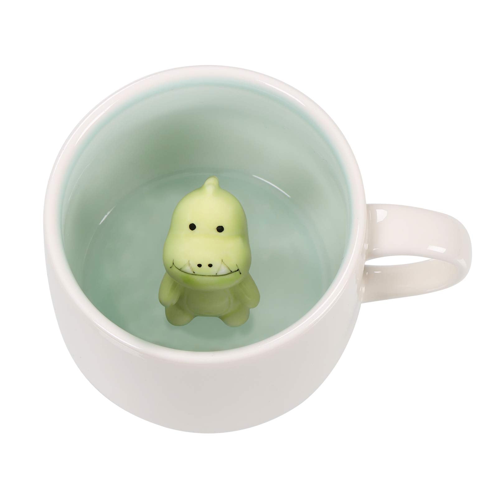 Taza Ewaymado con dinosaurio 3D interior para sorpresas divertidas en la mañana.