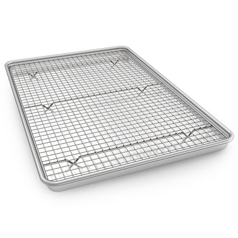 Bandeja EWFEN para media hoja con rejilla, ideal para hornear grandes lotes.