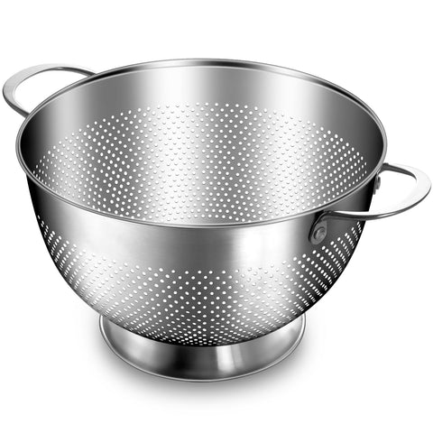 Colador inoxidable EWFEN de 5 cuartos para pasta y arroz, drenaje rápido