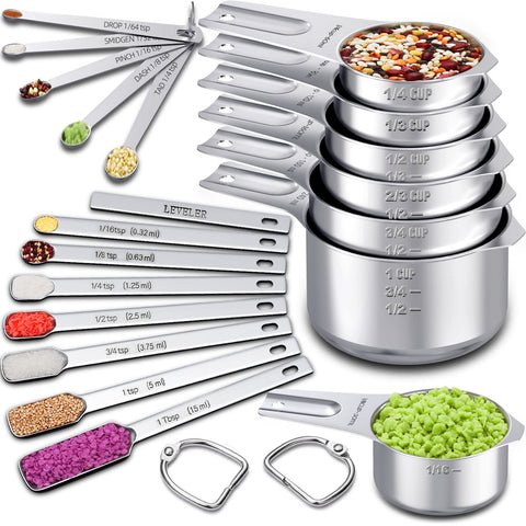 EWFEN conjunto de tazas de medición apilables en acero inoxidable, duradero y fácil de lavar