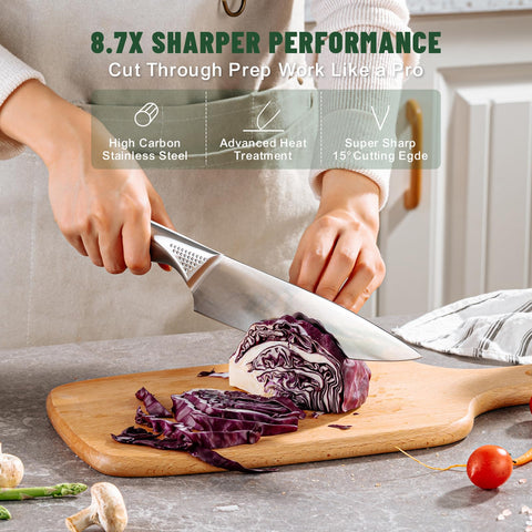 Cuchillo filetear EWFEN de 8 pulgadas, corte limpio para carnes y aves.