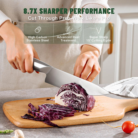 Cuchillo rebanador EWFEN 8 pulgadas, ideal para carnes y aves