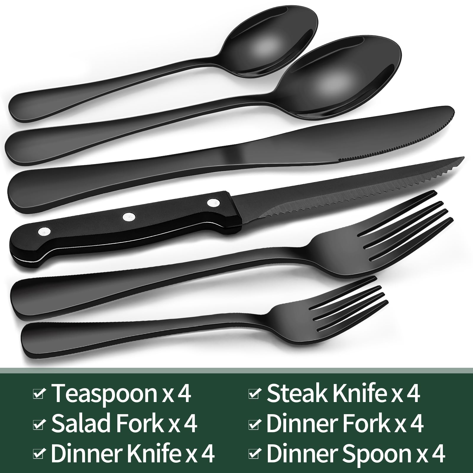 EWFEN cuchillos bistec 4 unidades, filo para cortar carnes con facilidad
