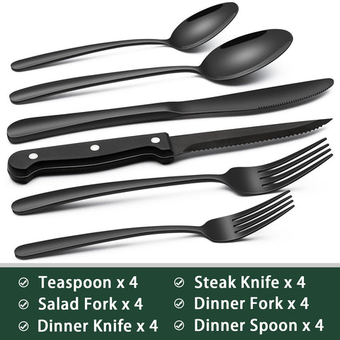 Cuchillos para bistec negros EWFEN, afilados y duraderos para cenas.