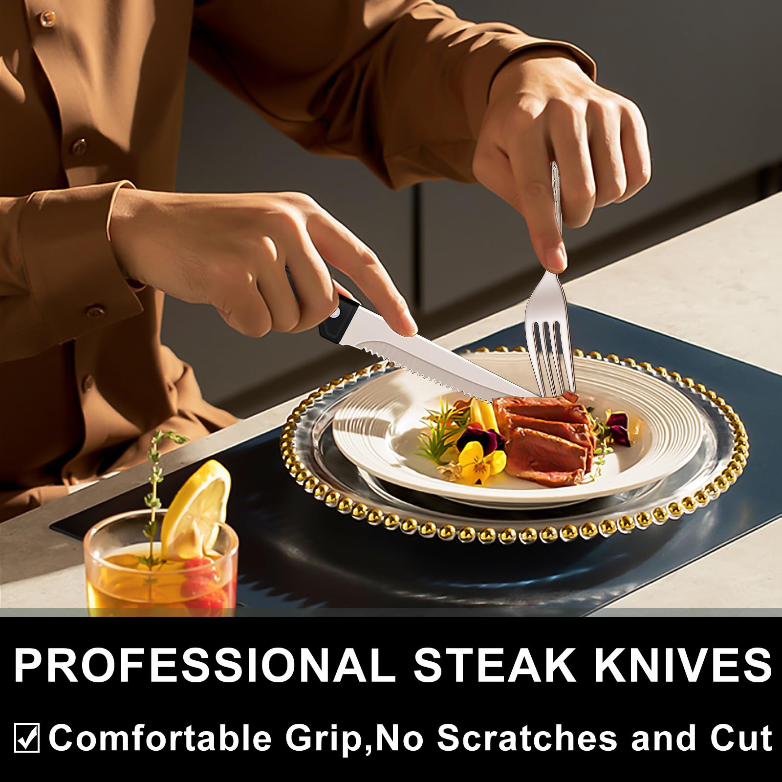 Cuchillos para bistec EWFEN, filo duradero para cortes precisos.