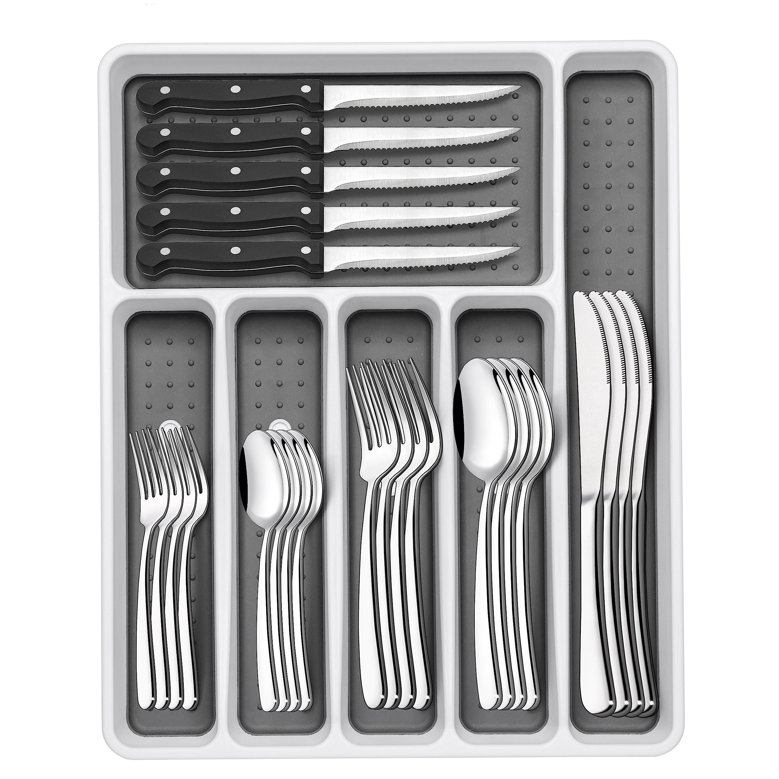 EWFEN: juego de cubiertos 49 piezas con organizador, para cajón de cocina.