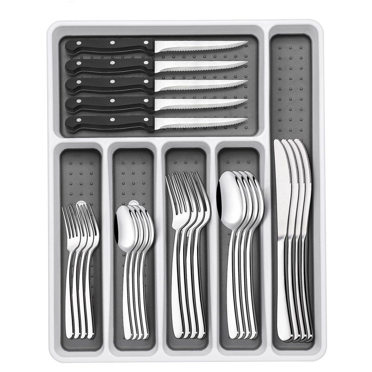 EWFEN: juego de cubiertos 49 piezas con organizador, para cajón de cocina.