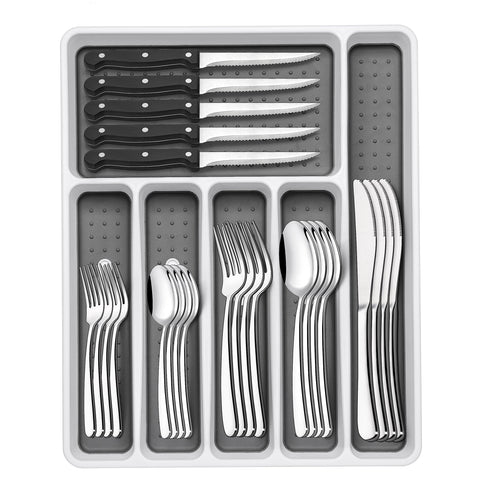 EWFEN: juego de cubiertos 49 piezas con organizador, para cajón de cocina.