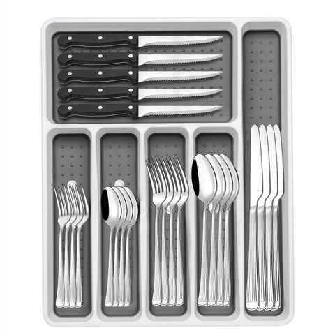Conjunto EWFEN de cubiertos 49 piezas con organizador para mesa elegante.