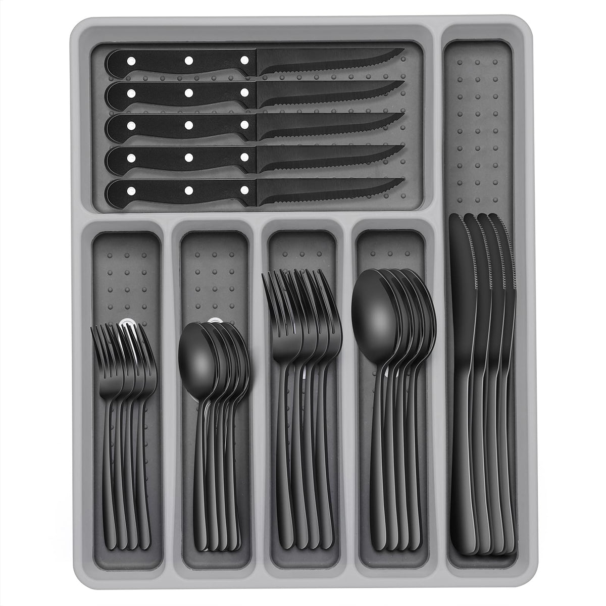 EWFEN juego de cubiertos negros para 8 personas, perfecto para cenas y eventos