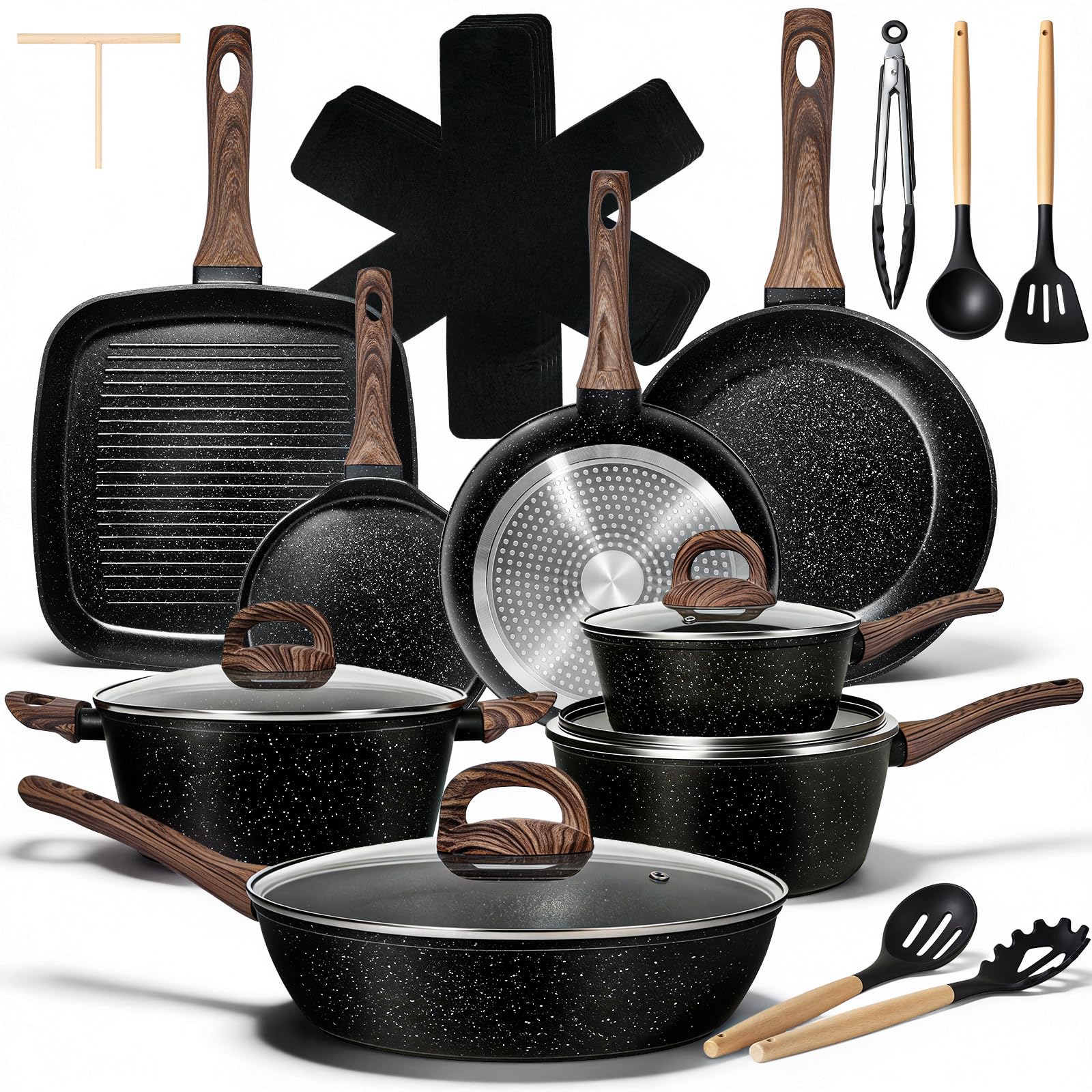 Conjunto EWFEN de 25 piezas para cocinar, versátil y práctico.