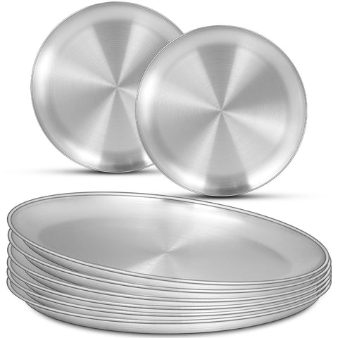 Platos EWFEN de 10 pulgadas, inoxidables y duraderos para comidas diarias.