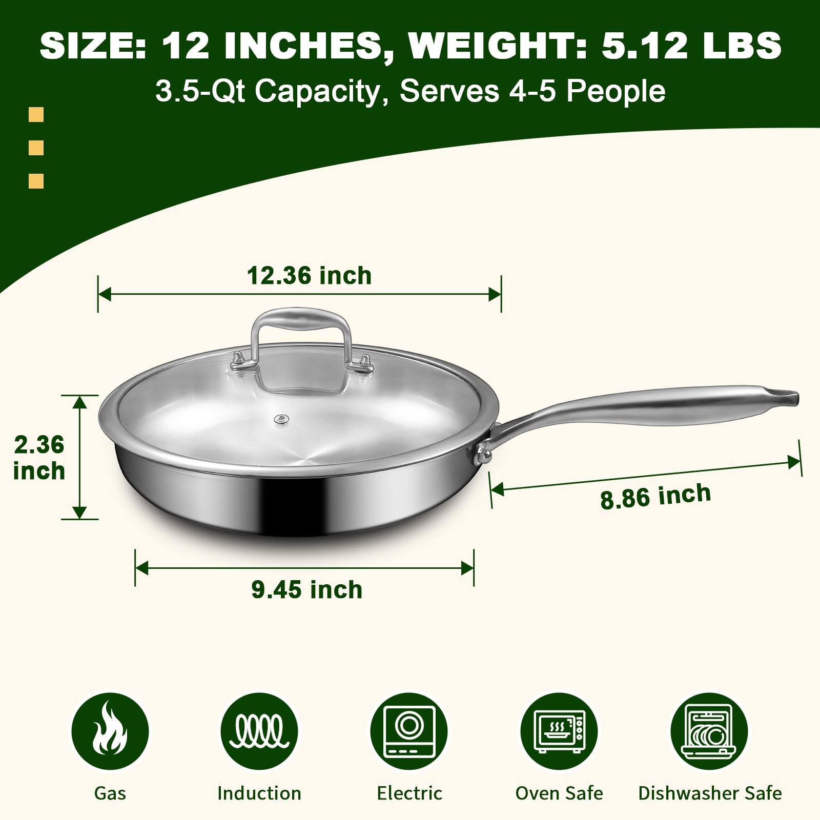 Sartén EWFEN 12p con exterior 430, apta para todas las cocinas