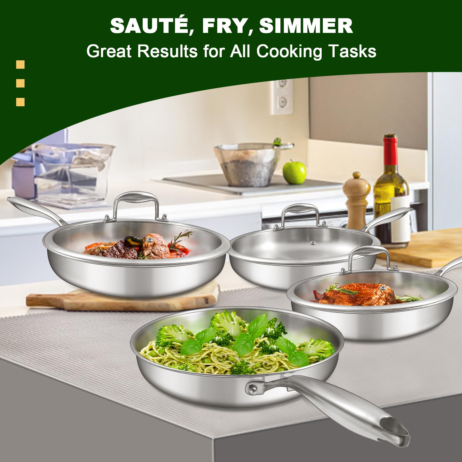 Sartén EWFEN 12p con núcleo de aluminio, calor uniforme para salteados