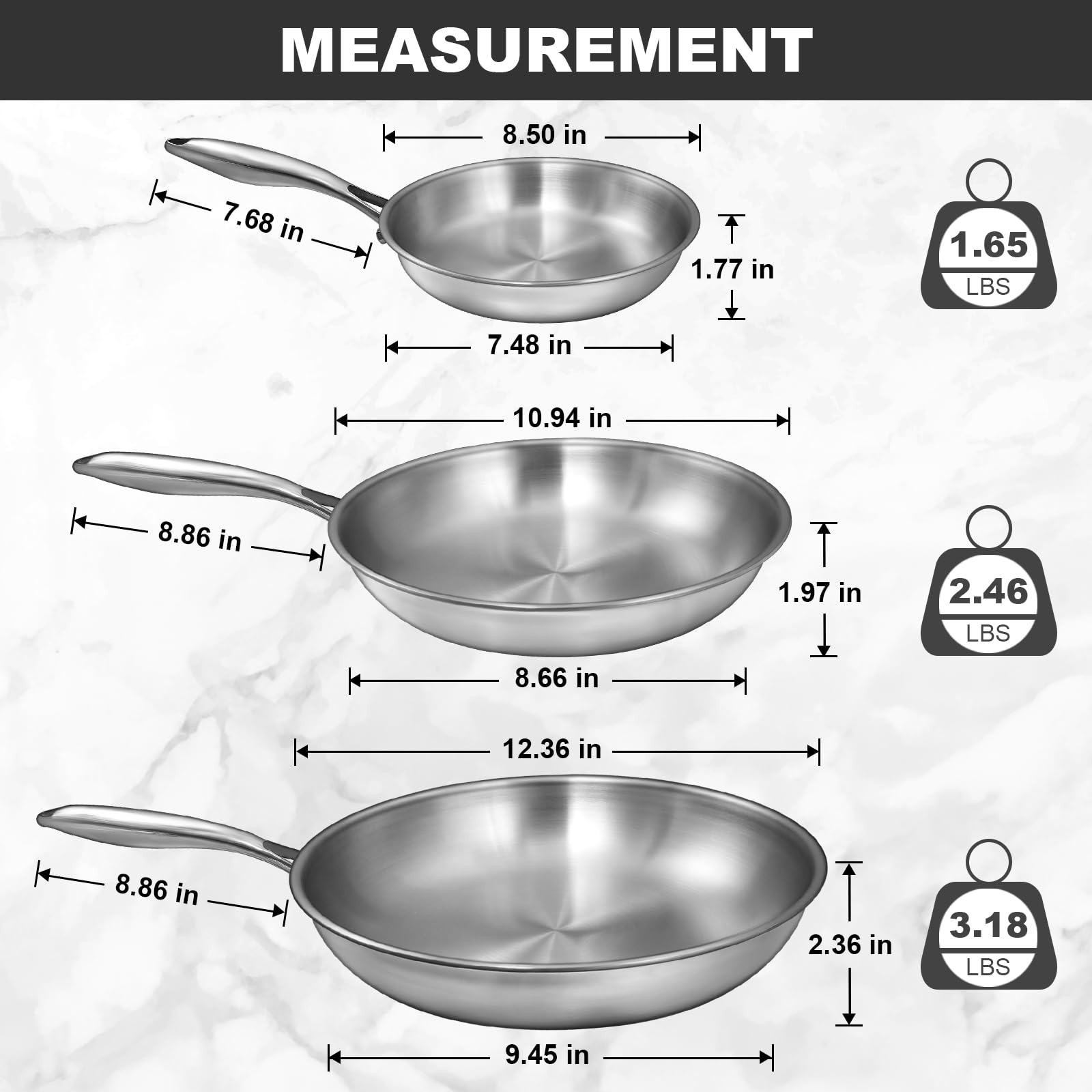 Sartén EWFEN con núcleo de aluminio para calor más uniforme.