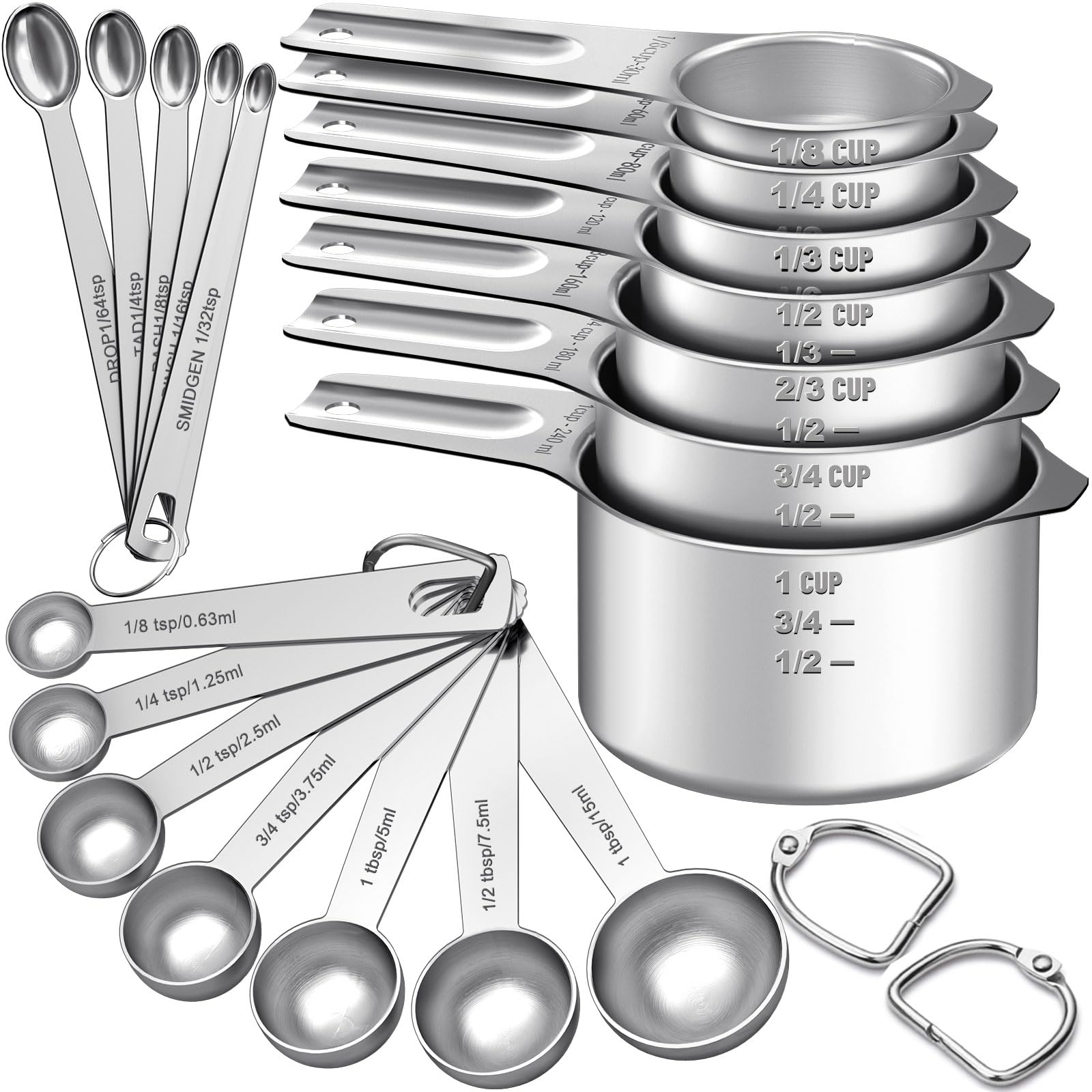 EWFEN juego de tazas medidoras apilables en acero inoxidable para cocina ordenada.