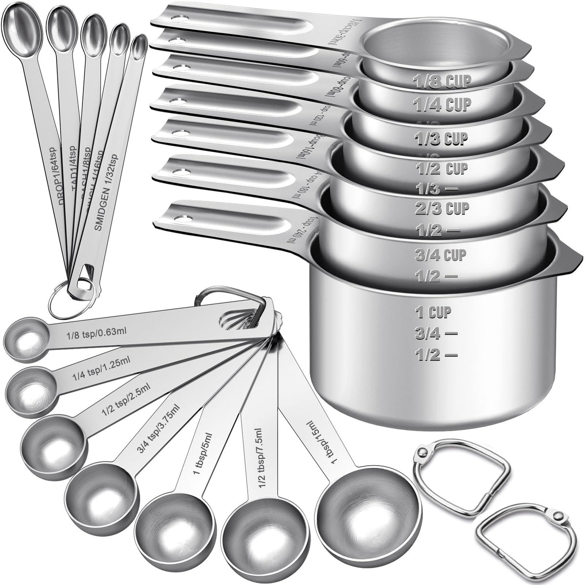 EWFEN juego de tazas medidoras apilables en acero inoxidable para cocina ordenada.
