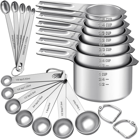 EWFEN juego de tazas medidoras apilables en acero inoxidable para cocina ordenada.