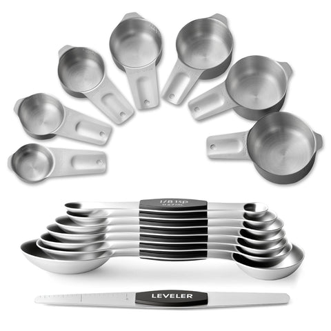 EWFEN tazas medidoras apilables en acero inoxidable, ideal para cocina organizada.