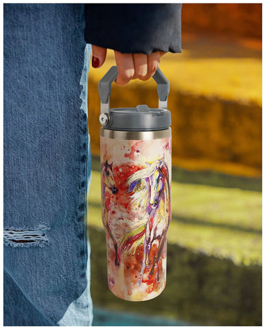 Exacmos caballo 30oz con pajita: fácil de beber en movimiento