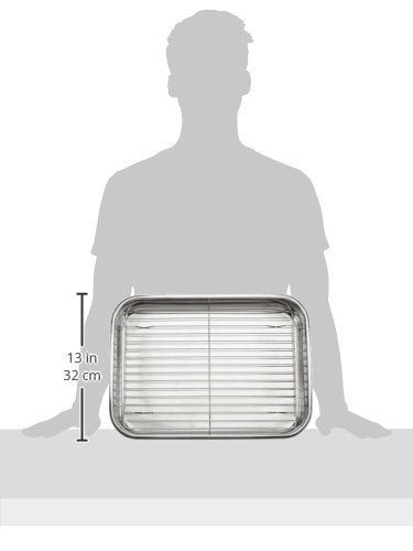 EXCELSTEEL 594: rejilla de asar de 37,5 x 26 cm para dorar y controlar la grasa