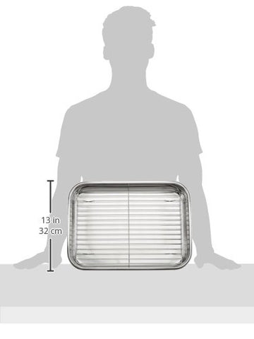 EXCELSTEEL 594: rejilla de asar de 37,5 x 26 cm para dorar y controlar la grasa