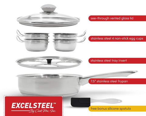 EXCELSTEEL tazas-antiadherentes permiten extraer huevos fácilmente sin residuos.