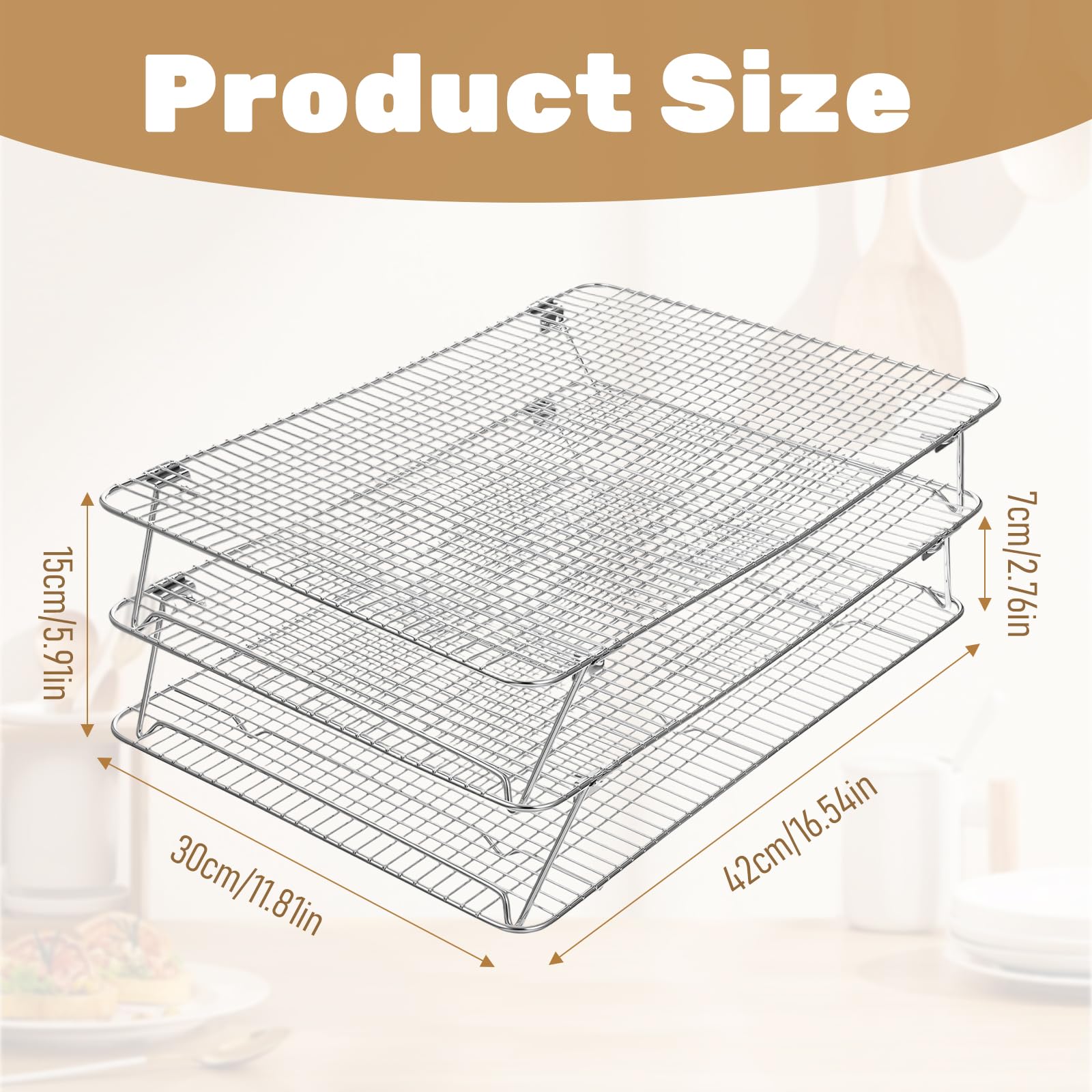 Exclaith conjunto de rejillas para hornear, ahorro de espacio en la cocina