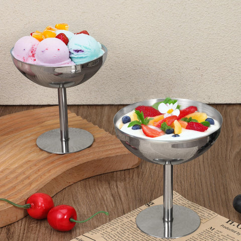 Exclaith copa postre acero inoxidable, brillo duradero, ideal para servir postres en casa.
