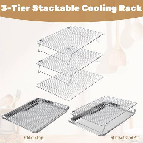 Exclaith rejilla alta para horno, tres capas para cocinar