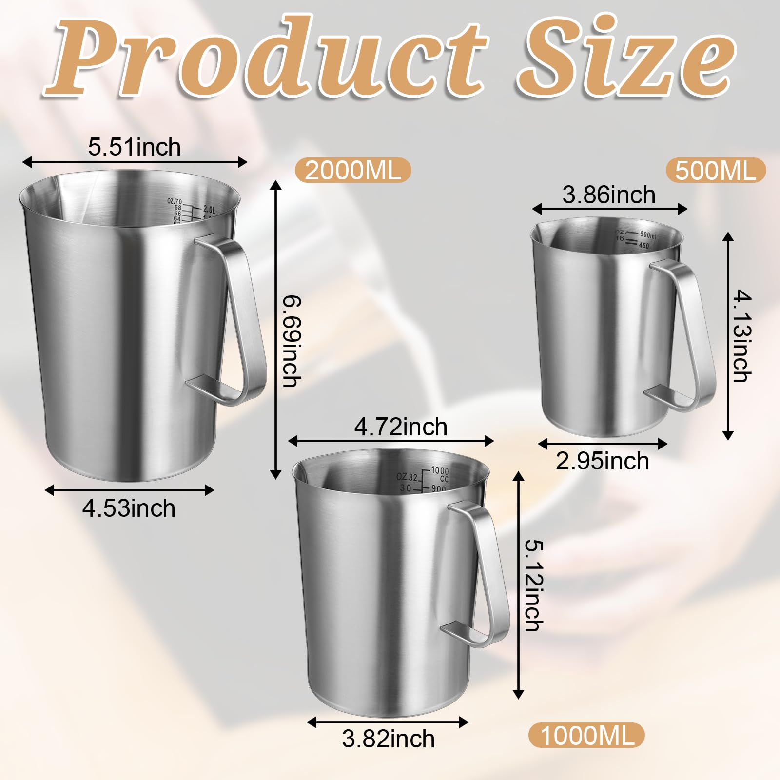 Exclaith tazas medidoras de 1000 ml y 32 oz para uso profesional en cocina