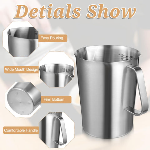Exclaith tazas medidoras de 2000 ml y 64 oz para lotes grandes